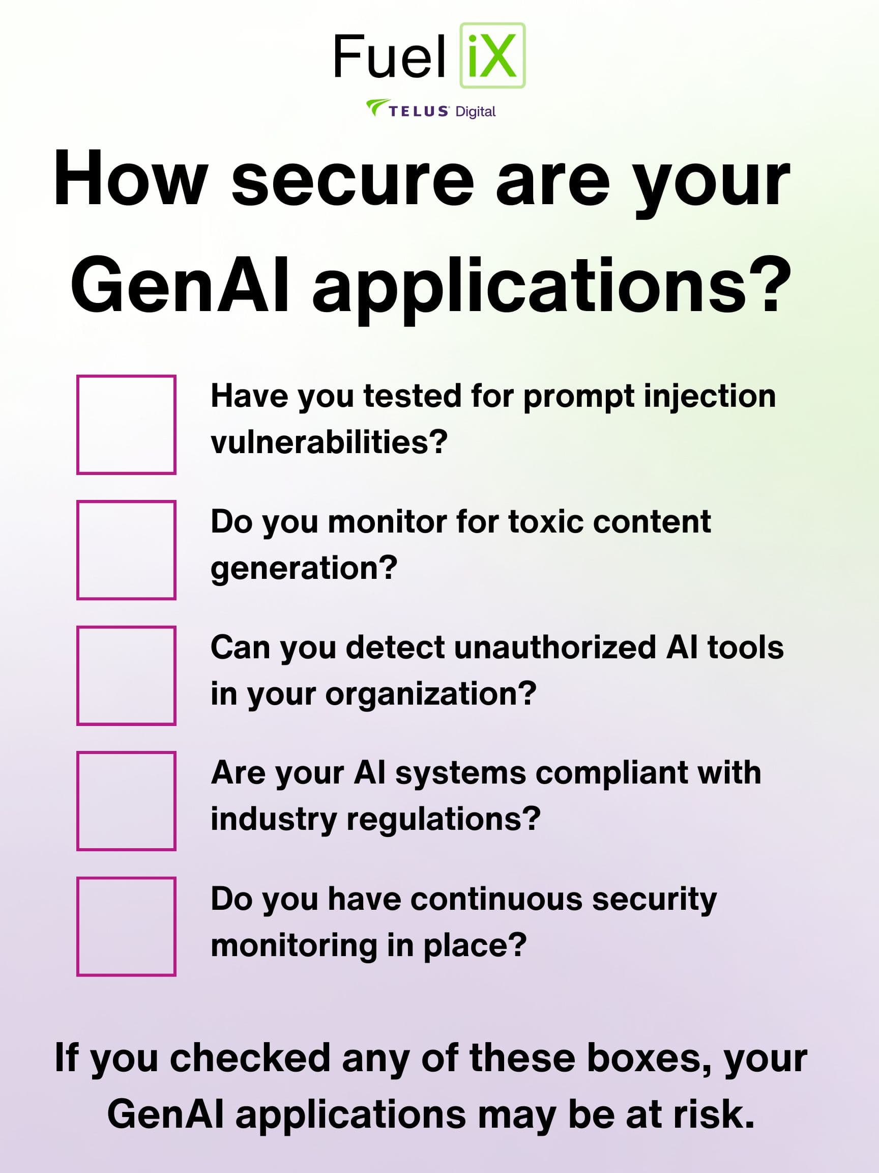 Securing GenAI checklist