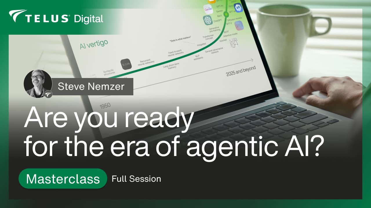 Screen shot of Steve Nemzer, director of AI growth and innovation for TELUS Digital.