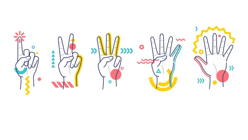 Hands counting to five