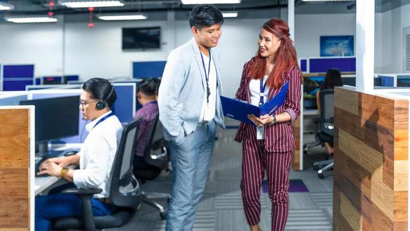 team members in call center