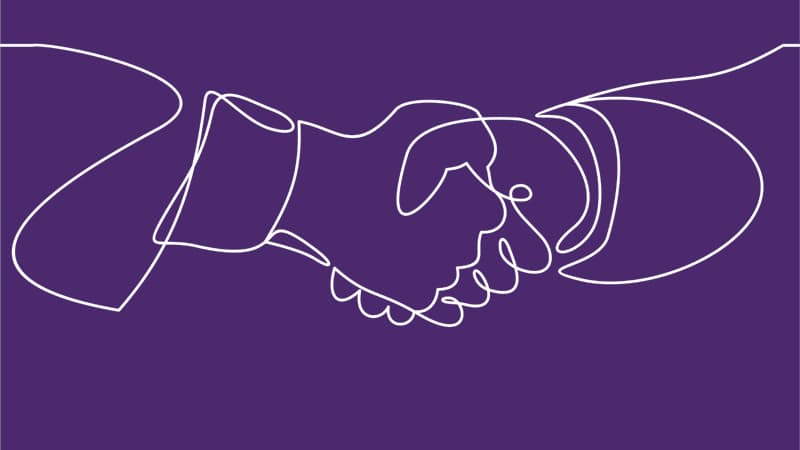 Hand-drawn minimalist illustration of a handshake
