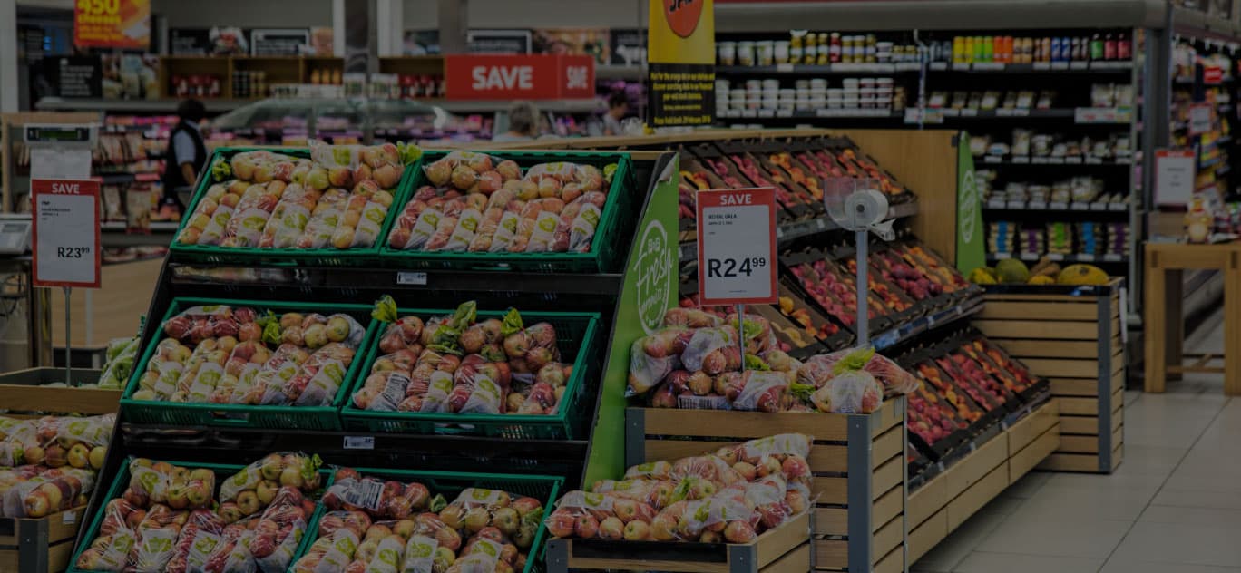 Display of produce in a grocery store