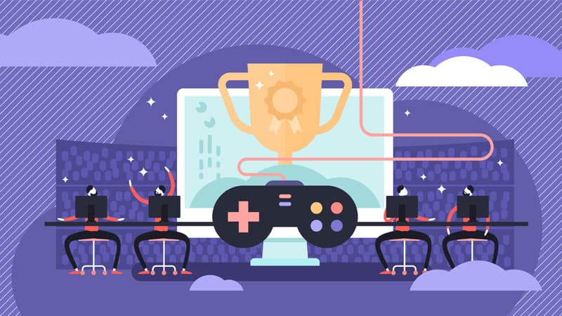 esports team playing online games together