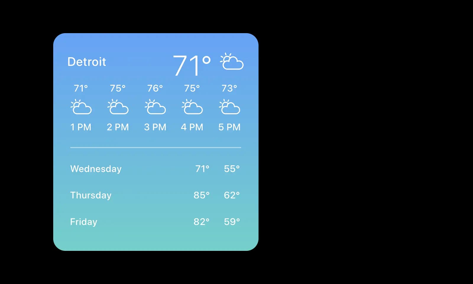 iOS weather widget with deep link examples
