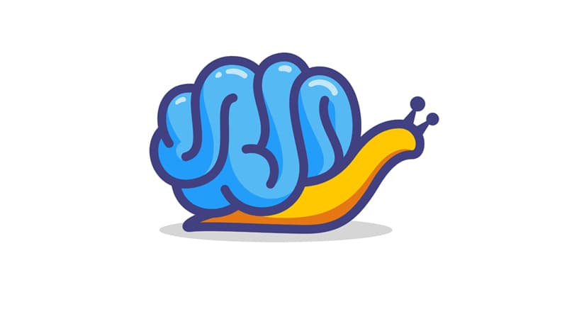 Snail illustration that has a brain for a shell