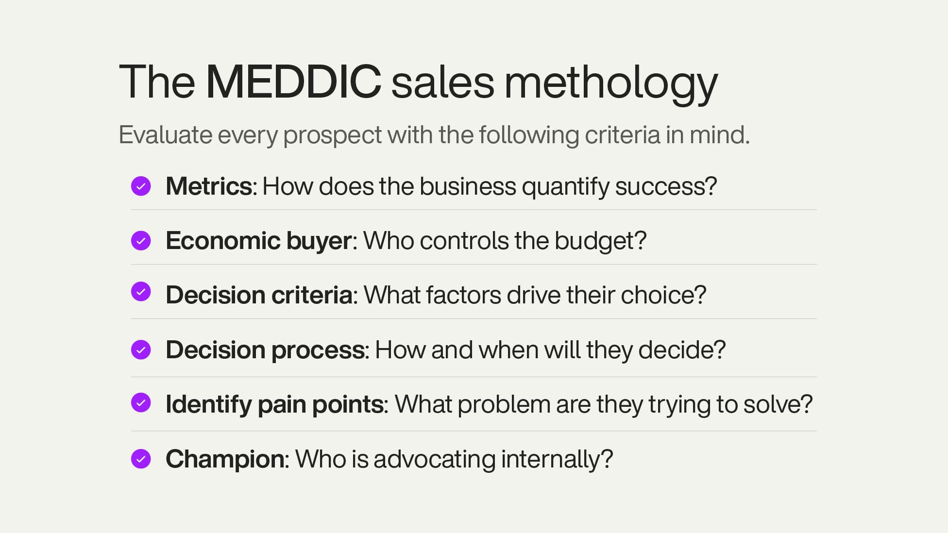 The MEDDIC sales methology