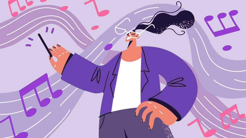 Illustration of a person conducting music