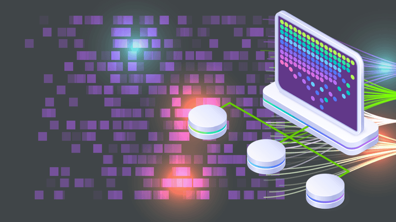 Monitor floating on digital background