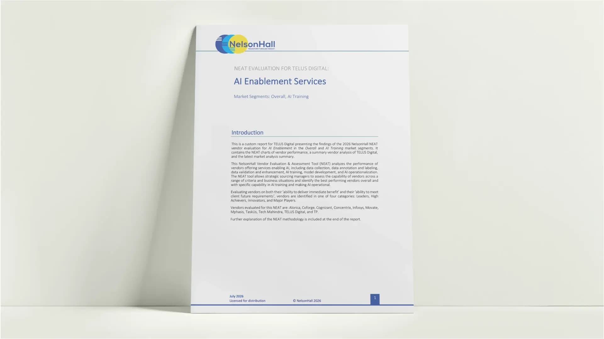 Nelson Hall NEAT Evaluation — AI Enablement hero