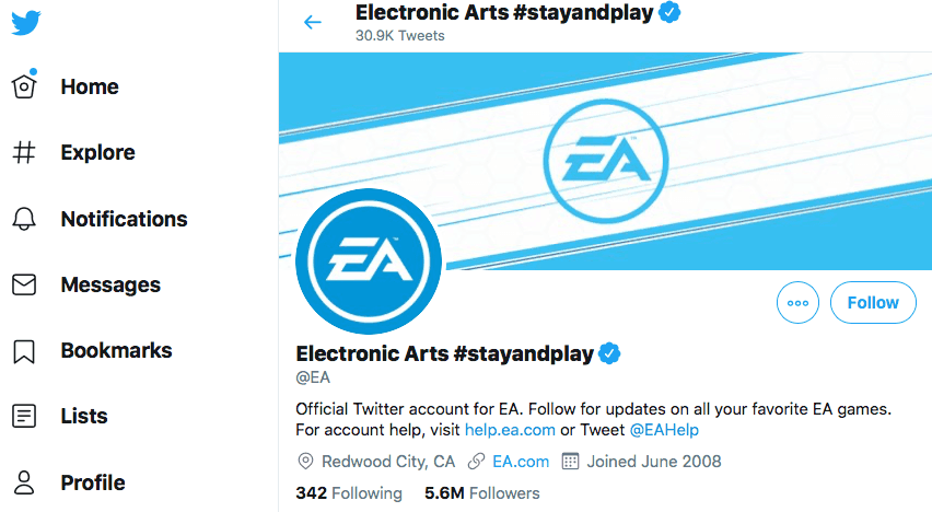 EA twitter screenshot