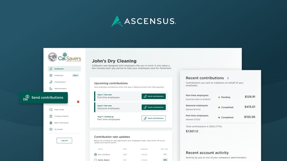 Ascensus retirement planning screenshot on laptop computer