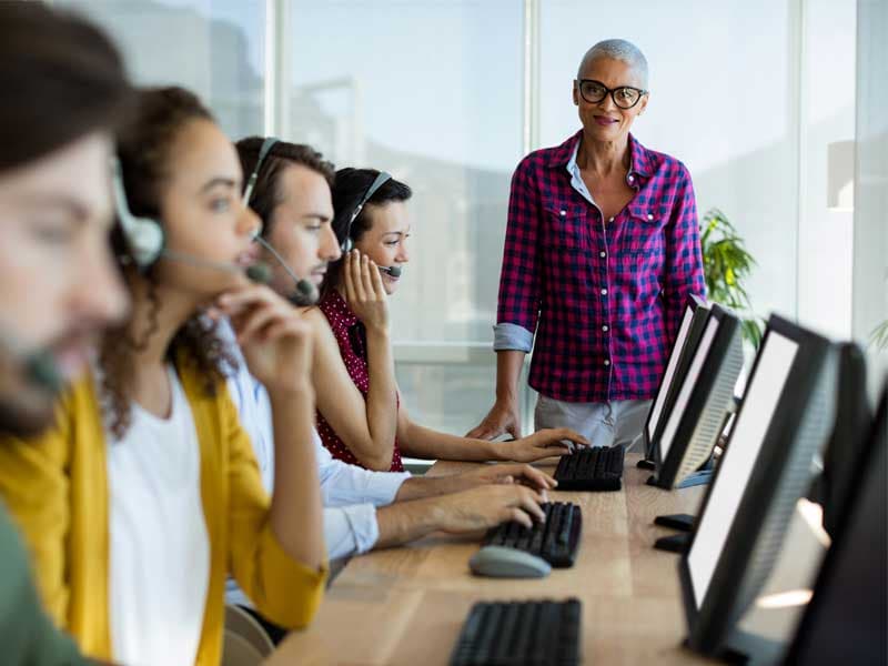 Manager and contact center employees