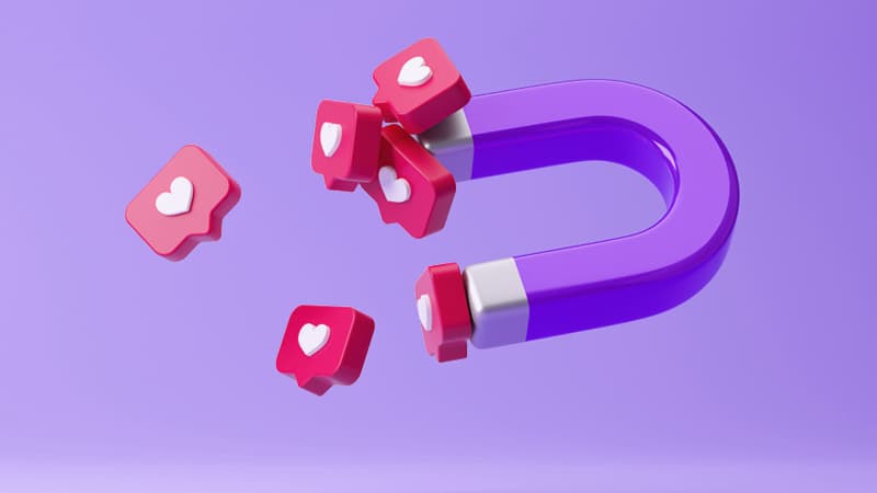 Magnet pulling heart icons