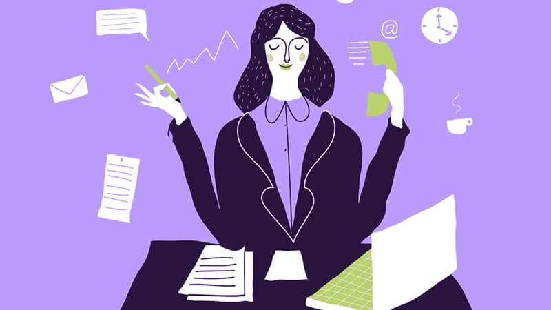 Illustration of person multitasking