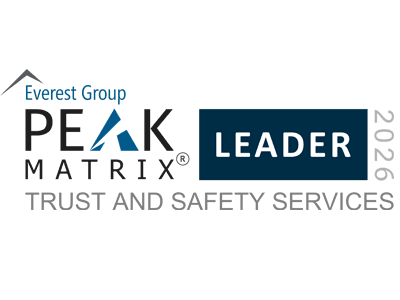 Everest Group Trust and Safety Services PEAK Matrix Assessment 2026 Leader badge.