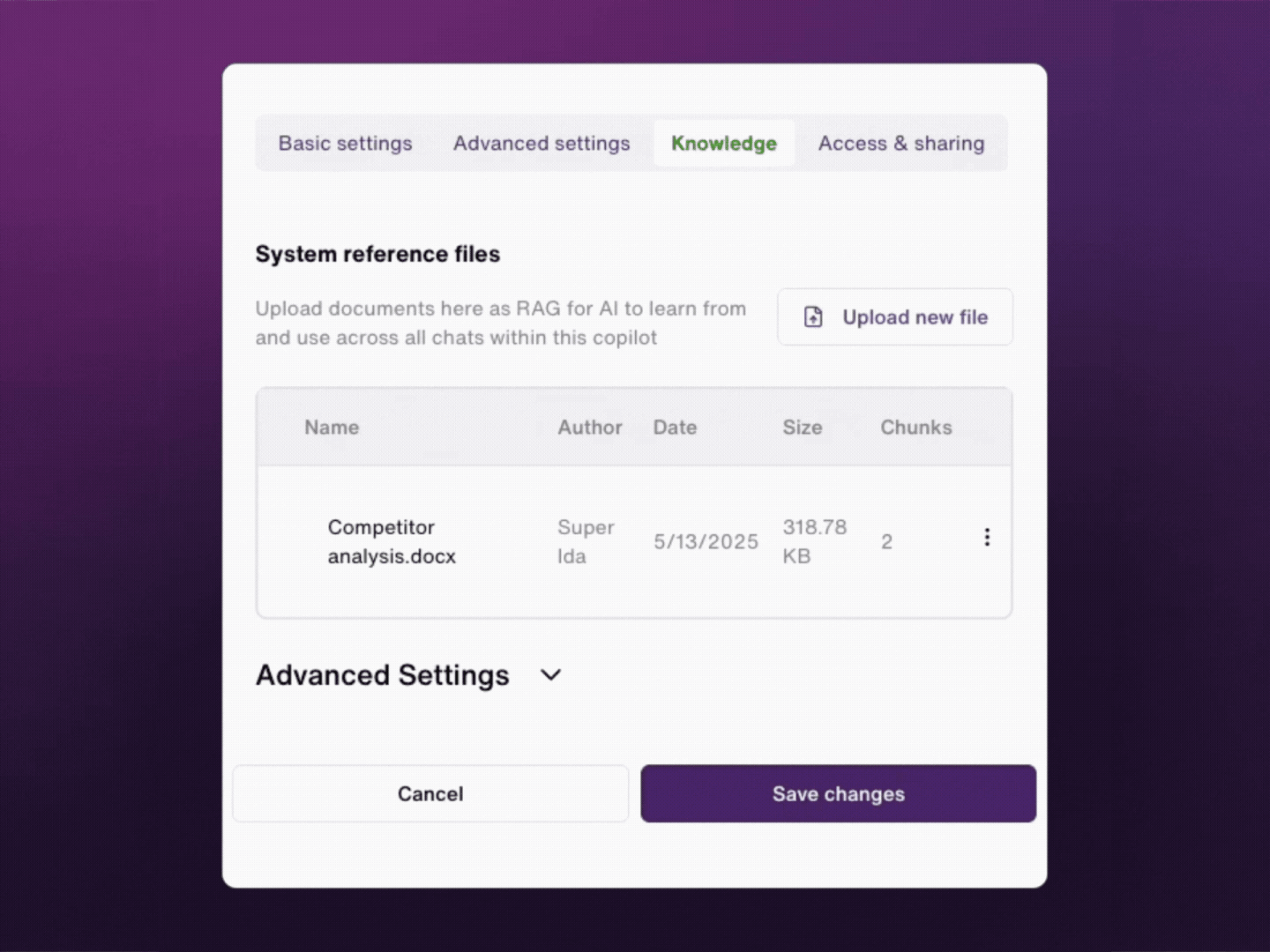 RAG upload documents